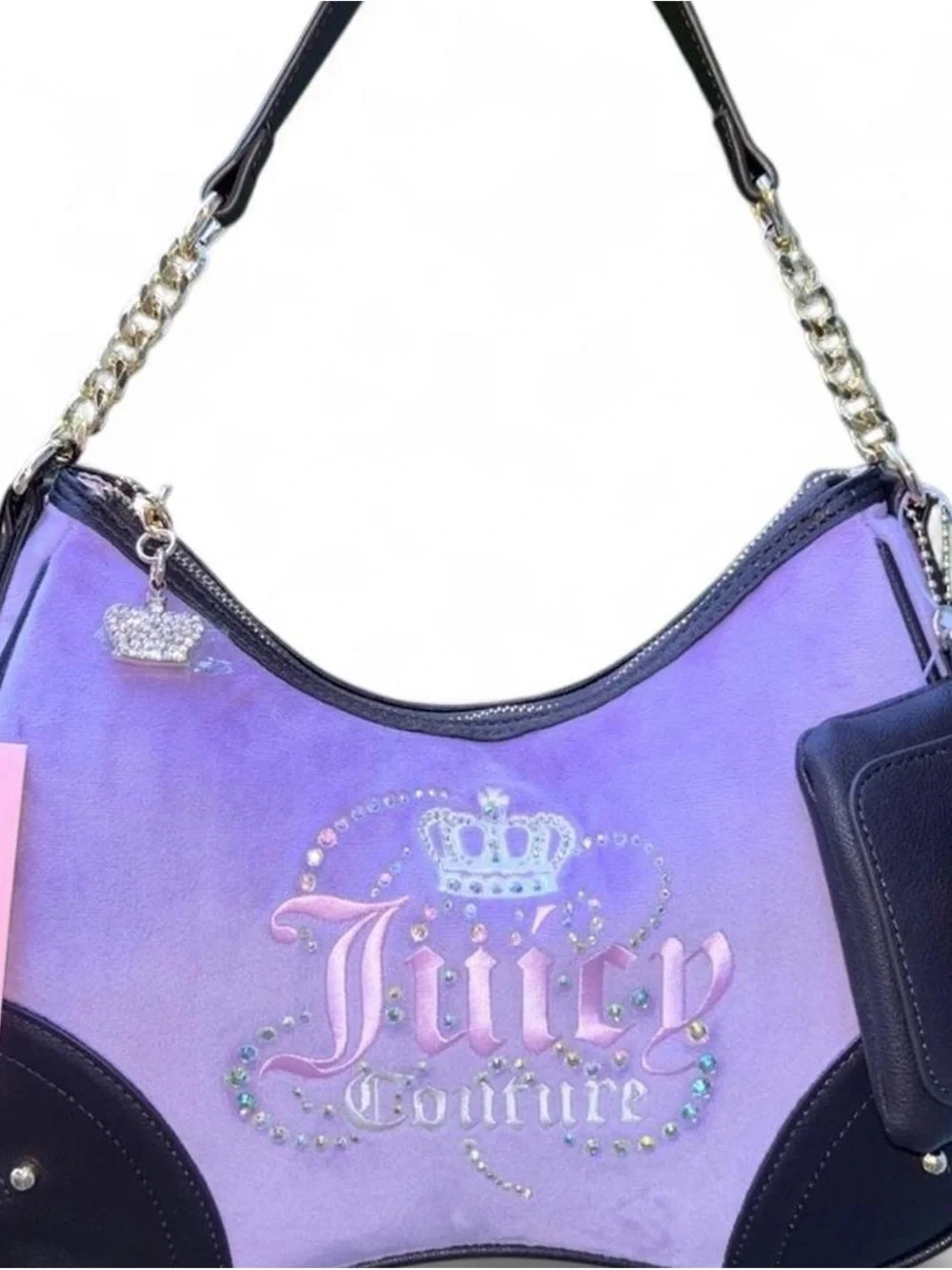 Juicy Couture Lavender and Black Logo Shoulder Bag